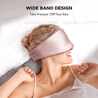 LitBear Silk Sleep Mask for Side Sleeper, Eye Mask Sleeping for Women Men | 100% 22 Momme Pure Mulberry Silk, Face-Hugging Padded Eye Cover for Sleeping with Adjustable Band, Pink - color: Pink