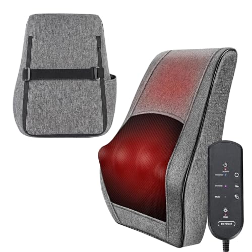 Boriwat Neck and Back Massager with Heat, 3D Kneading Shiatsu Massage Pillow for Neck, Back, Shoulders, Legs, Deep Tissue Relief for Sore Muscles, Home & Car, Great Gift for Women, Men, Mom, Dad