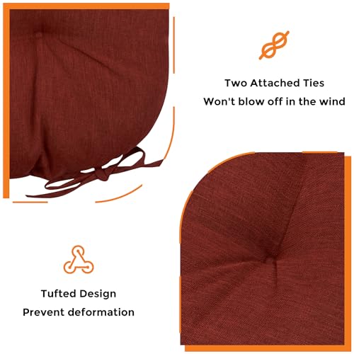 Magpie Fabrics Outdoor Tufted Seat Cushion 19"x19" Set of 2 (Dark Red) - color: Dark Red