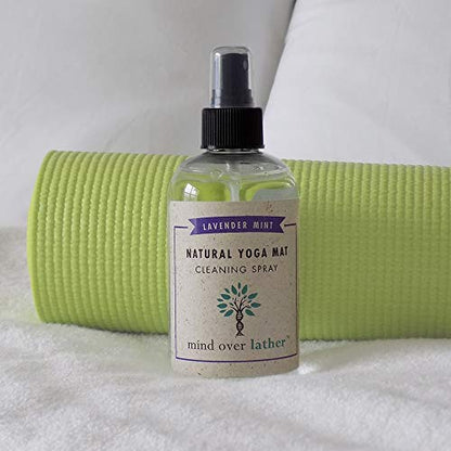 Mind Over Lather Yoga Mat Cleaner & Cleaning Spray 8oz 100% Natural Essential Oils | Lavender Mint | Cleans, Deodorizes & Restores All Mats | Non-Toxic