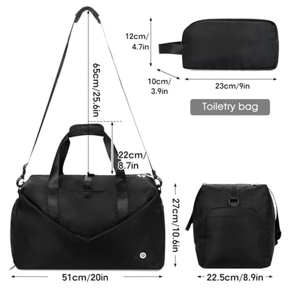 Ceneda 20" Gym Bag for Women with Wet Pocket & Shoe Compartment, Lightweight Duffel Waterproof Carry On Duffle for Travel, Yoga, Overnight (Black) - color: Black