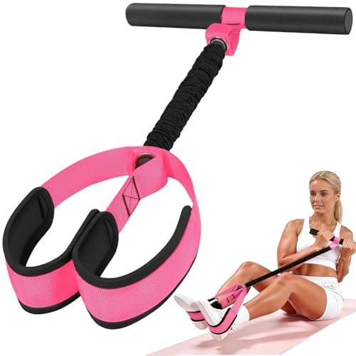 Upgraded Pedal Resistance Band with Handle, Thickened Latex Tubes and Soft Foam Fabric Foot Pedal, Abdomen, Waist,Core/ABS, Arm, Leg,Arms Equipment Gift for Women,Physical Therapy - color: Pink
