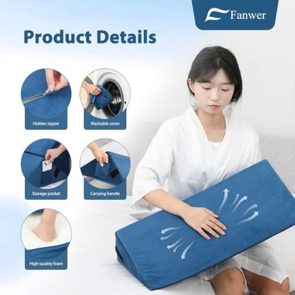 Fanwer Positioning Wedge Pillow for Side Sleeping (3 in 1),23.6",Lake Blue - color: Lake Blue, size: 23.6in