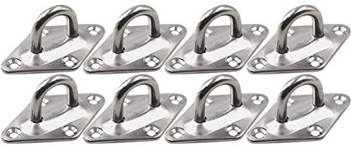 Heavy Duty Hammock Kits & Ceiling Hook Diamond Pad Eye Plates, 304 Stainless Steel & Black Zinc Galvanized Steel Corrosion Resistant, 2, 4 & 8 Packs - color: 8-Pack-Zinc-M6