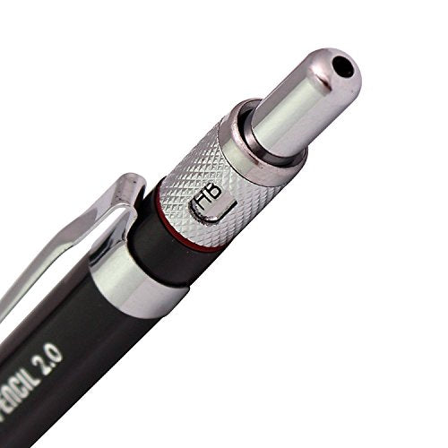 2.0mm Lead Holder Pen Mechanical Pencil for Draft Drawing, Art Sketching Carpenter +(Lead 1 Pack,Eraser) (Black Body)