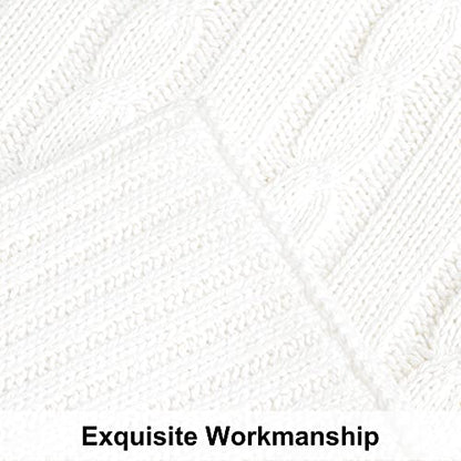 NTBAY Cotton Cable Knit Throw Blanket, 51 x 67, White - color: White, size: Throw(51"x67")