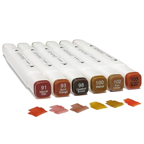 Arhomet 6pcs Brown Alcohol Markers Set, Dual Tips Art Markers Drawing Sketched Double Tipped for Beginner Adults (Brown) - color: Brown