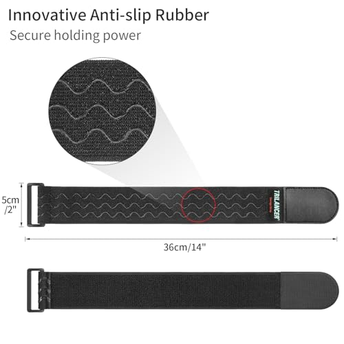 Trilancer Elastic Cinch Straps with Anti-Slip Strips, 14'' x 2'' (6 Pack) | Multipurpose Hook and Loop Bundling Straps for Hose, Cords, Bike, Luggage, Camping, Yoga Mats - size: 14"(6 pcs)