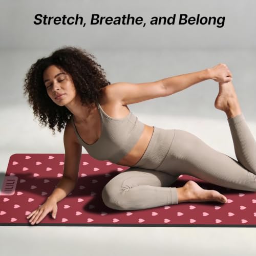 ILILI Suede TPE Yoga Mat, 10mm Thick, 76" x 28" Extra Long with Strap - color: Rose Pink