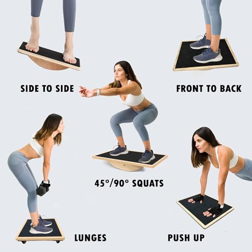 Balance Board Professional Wobble Board for Adults Anti-Slip for Physical Therapy Standing Desk Core Strength Wooden Rocker Board(350LBS) - size: Balance Board (Wooden)