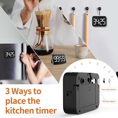 Digital Kitchen Timer, Magnetic Large Display for Cooking & Classroom - color: Dark Black