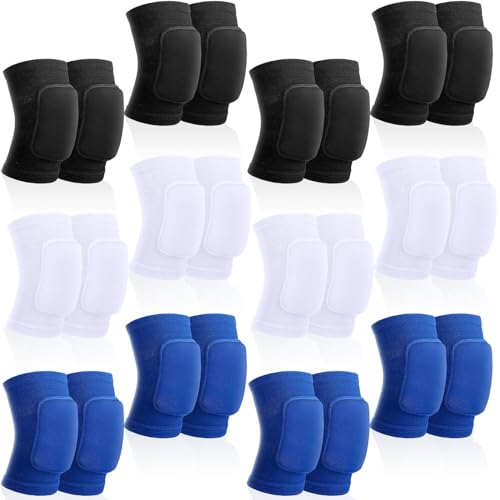Lenwen 12 Pairs Volleyball Knee Pads Soft Breathable, Medium, Classic Color - color: Classic Color, size: Medium