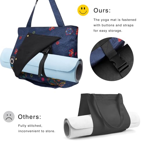 Yoga Mat Bag Yoga Bags and Carriers Fits All Your Stuff Yoga Tote Bag with Zipper Pocket Yoga Mat Carrier Pilates Bag Take in Out Mat Easily - color: Mandala Owl