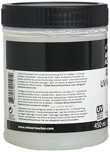 Winsor & Newton Professional Acrylic Medium, Gloss UV Varnish, 450ml | Applies a removable glossy protective coating that helps shield finished acrylic paintings from UV exposure and dirt. - color: Gloss Uv Varnish, style: 450ml (15.2-oz)