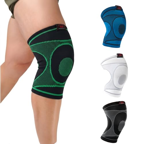 McDavid 4-Way Elastic Knee Sleeve, Compression Knee Support for Pain Relief, Soreness, All-Day Daily Activity Black/Green XL - color: Black/Green, size: X-Large