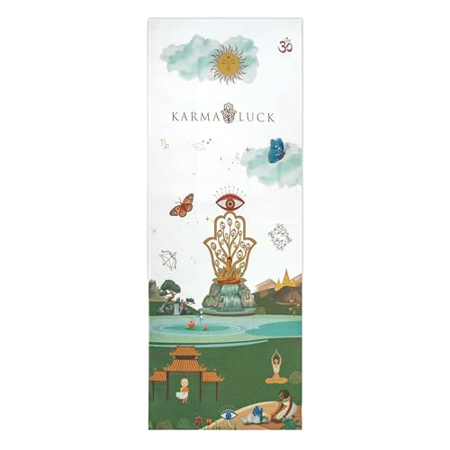 KARMA AND LUCK Serenity Flow Yoga Towel, Lightweight Terry Suede Mat Cover for Calm & Balance, Non-Slip, Quick-Dry Silicone Base, Ideal for Hot Yoga & Meditation, 26” x 72” - color: Serenity