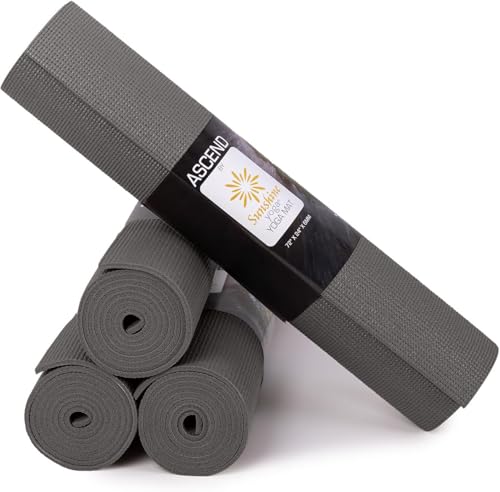 Ascend 6mm Thick Yoga Mat, 4 Pack, 72x24in - color: Charcoal, size: 4 Pack