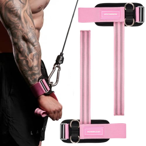 M MANUEKLEAR Wrist Straps for Weightlifting, Gym Lifting Straps with D Rings for Cable Machine,Weight Lifting Wrist Wraps for Men Women - color: Pink, size: M (6.3-7.5inch)