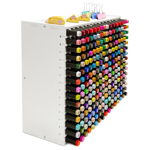 Art Marker Organizer Rack for 240 Markers, Marker Holder Watercolour Brushes Pen Holder With Removable Partition Panels, Color Pencil Storage for Desk