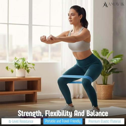 AMAVIK Pilates Kit 15-Pieces Home Workout Set with 5 Resistance Bands, Pilates Ring and Ball Set with Accessories-A Complete Pilates Set for Women to Improve Strength, Flexibility and Balance Body - color: Blue