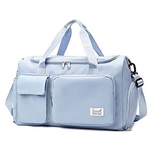 Suruid Gym Bag with Shoe Compartment, Sports Duffle Bag for Women, Blue - color: Blue