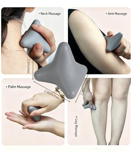 Trigger Point Massage Tool, 3" × 2.6", Deep Tissue Manual Massage Ball for Muscle Knots & Myofascial Release, Physical Therapy Tool for Plantar Fasciitis, Foot Hand Hip & Back Soreness Relief - color: Gray