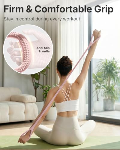 YOTTOY Figure 8 Resistance Band, Elastic Resistance Band with Comfortable Handles for Home Workout, Physical Therapy, Arm, Leg & Glute Training - color: Pink