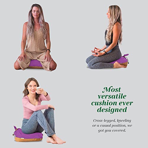 MONK & LLAMA Meditation Cushion Floor Cushion for Yoga & Sitting – Zafu Pillow for Proper Posture & Spinal Alignment, Comfortable Buckwheat Support with Washable Cover for Meditation, Home & Office - color: Lavender
