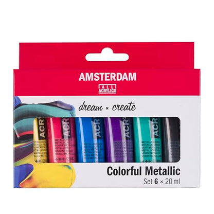 Amsterdam Standard Series Acrylics - Set of 6, Colorful Metallic, 20 ml Tubes