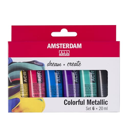 Amsterdam Standard Series Acrylics - Set of 6, Colorful Metallic, 20 ml Tubes