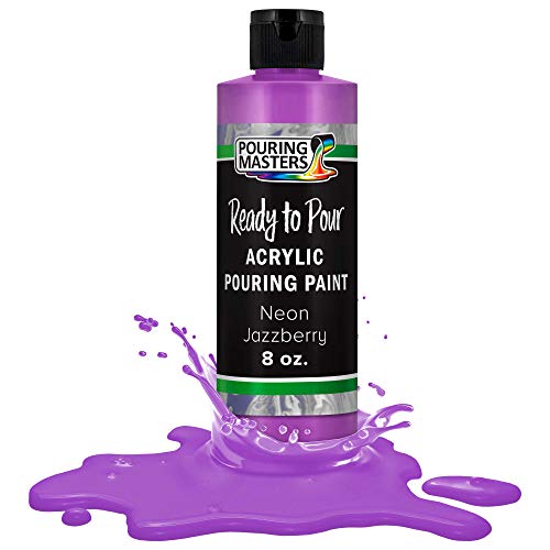 Pouring Masters Neon Jazzberry Ready to Pour Acrylic Pouring Paint - Premium 8-Ounce Pre-Mixed Fluid Acrylic Paint - Fluid Art Supplies for Canvas, Wood, Paper, Tile & Rocks | Premium, Pre-Mixed Fluid Acrylic Paint - Fluid Art Supplies for Canvas, Wood, P