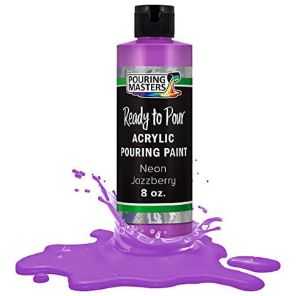 Pouring Masters Neon Jazzberry Ready to Pour Acrylic Pouring Paint - Premium 8-Ounce Pre-Mixed Fluid Acrylic Paint - Fluid Art Supplies for Canvas, Wood, Paper, Tile & Rocks | Premium, Pre-Mixed Fluid Acrylic Paint - Fluid Art Supplies for Canvas, Wood, P