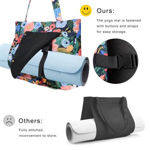 Yoga Mat Bag Yoga Bags and Carriers Fits All Your Stuff Yoga Tote Bag with Zipper Pocket Yoga Mat Carrier Pilates Bag Take in Out Mat Easily - color: Floral