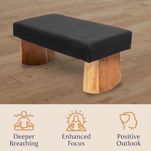 Meditation Bench (Zen Black), Seiza, Sustainable Acacia Wood with Curved Bottom Edges for the Perfect Posture, Meditation Stool, Prayer Bench, Meditation Chair, Yoga Stool - color: Zen Black