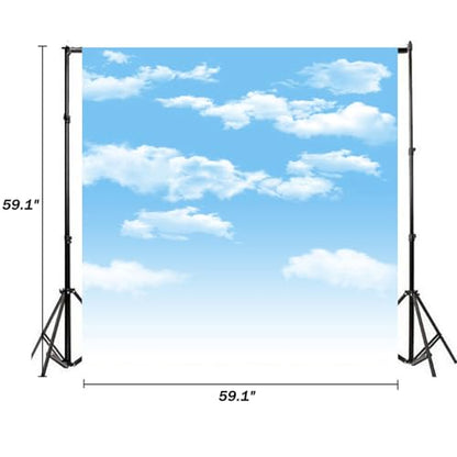 5x5ft Blue Sky and White Clouds Backdrop for Photography Vinyl Material | Clear Sky Photo Background Banner Airplane Theme Baby Newborn Birthday Cake Table Party Decorations Kid Portrait Studio Props - size: 5x5ft