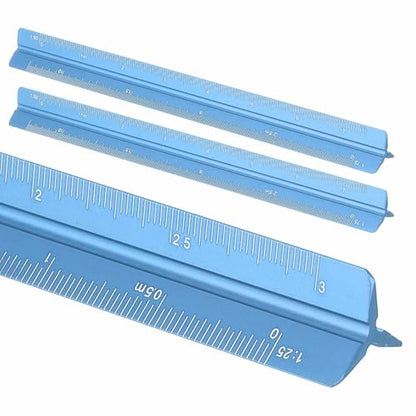 HARFINGTON 2 Pcs Architectural Scale Ruler, 7 Inch Metric Aluminum Alloy Architect Triangular Small Scale Laser-Etched Blueprint Drafting Ruler for Architects Engineers, Blue - color: Blue, size: 7 Inch