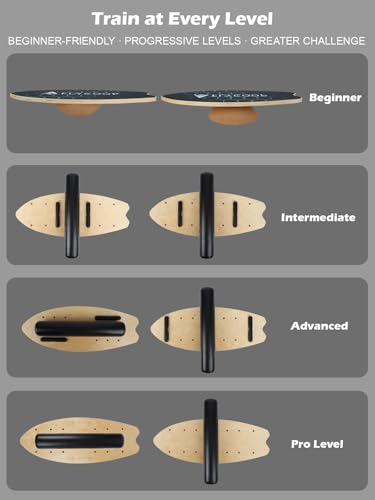 Balance Board for Adult with Adjustable Stoppers: 3 Modes Wobble Board with Roller Exercise Balancing Stability Trainer for Improve Balance Non Slip Surface - size: 30.5*11.8 inch