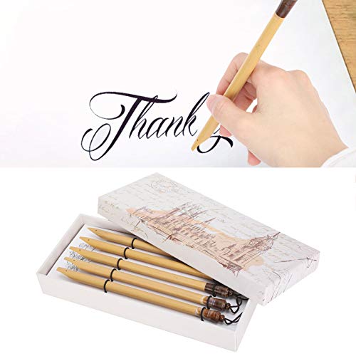 AYNEFY Comic Dip Pen Set, 5Pcs Wooden Handle Calligraphy Dip Pen Set with 5 Nibs Artist Cartoon Pen Set Cartoon Painting Tool Manga Dip Pen Signature Pen (Bamboo Tip Set) - size: Natural Bamboo Tip Set