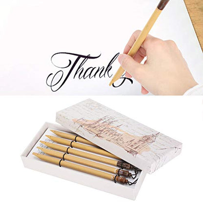 AYNEFY Comic Dip Pen Set, 5Pcs Wooden Handle Calligraphy Dip Pen Set with 5 Nibs Artist Cartoon Pen Set Cartoon Painting Tool Manga Dip Pen Signature Pen (Bamboo Tip Set) - size: Natural Bamboo Tip Set