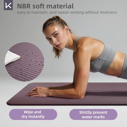 KEEP Extra Thick NBR Yoga Mat - color: Purple, size: 72”x32”x15mm