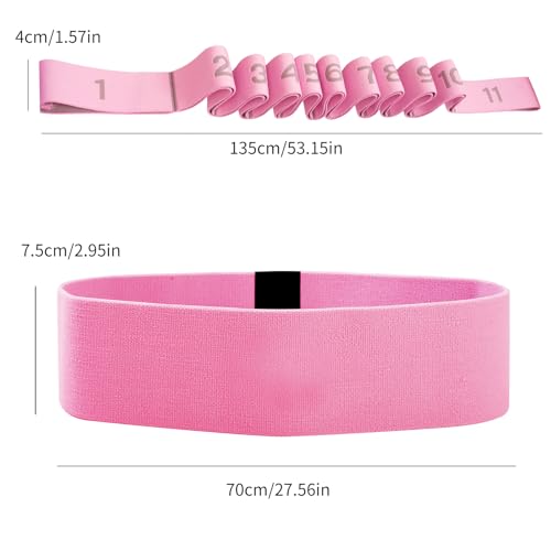 Glute Bands and 11-Loop Stretch Band Set, Fabric Booty Band for Glute Activation, Adjustable Stretching Strap for Yoga, Pilates, Dance, Ballet, Flexibility, Leg Workouts & Home Exercise - color: Pink