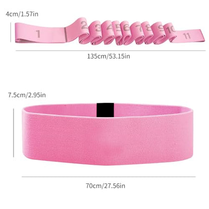 Glute Bands and 11-Loop Stretch Band Set, Fabric Booty Band for Glute Activation, Adjustable Stretching Strap for Yoga, Pilates, Dance, Ballet, Flexibility, Leg Workouts & Home Exercise - color: Pink