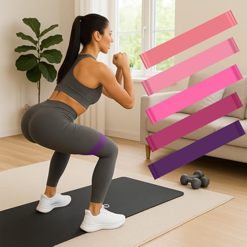 5 Packs Exercise Resistance Bands,Loop Bands for Workout, Fitness Training Band Stretch for Yoga Pilates Strength - color: Pink Gradient