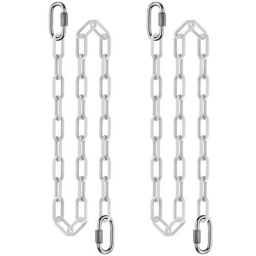 SELEWARE 2Pcs 80" Hanging Swing Chain White Plastic Coated Hanging Chains | 1000LB Capacity Porch Swing Chain with 4 Carabiners, Hammock Hardware Kit for Hanging Chair, Punching Bag, Indoor Outdoor Gym - color: White, size: 80" (2 Pcs)