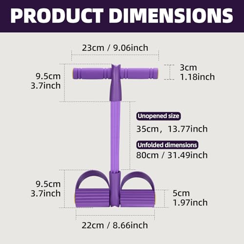 Resistance Band with Foot Pedal, Elastic Pull Rope for Sitting Row, Yoga, Stretching, Waist Training - color: Purple