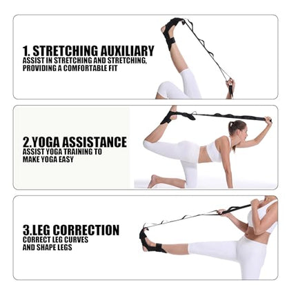 Yoga Straps For Stretching, Adjustable Ankle Foot Stretch Strap With Loops, Multi Loop Yoga Belt For Men Women - color: Blue