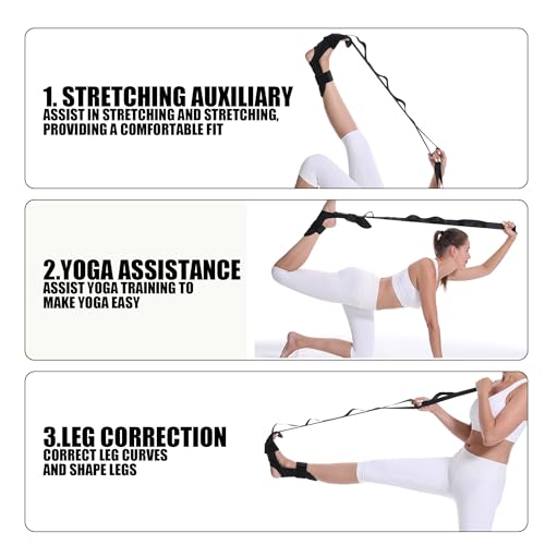 Yoga Straps For Stretching, Adjustable Ankle Foot Stretch Strap With Loops, Multi Loop Yoga Belt For Men Women - color: Gray