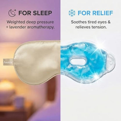 ASUTRA Silk Eye Pillow for Sleep, Champagne - Filled w/Lavender (One Size) - color: Champagne
