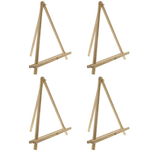 U.S. Art Supply 12" Natural Wood Tabletop Easel (4 Pack) - Adjustable | A-Frame Canvas Stand for Painting Party & Signs - Table Top Easel for Painting, Canvas Holder, Crafts, Photos, Pictures - color: Natural, size: 12 inch