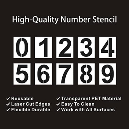 2 Inch Number Stencils Plastic Number Stencils Reusable Digital Painting Templates for Cake Stencil Address Templates - size: 2 Inch